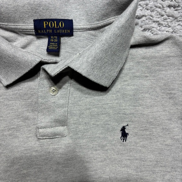 Polo Ralph Lauren Shirt Boys Extra Large Gray Blue Pony Classic Preppy Pictures - Picture 2 of 4